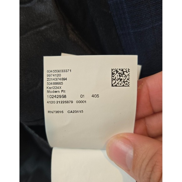 Hugo Boss Suit Jacket Mens 44R Navy Wool Blend Superflex Modern Blazer 2 Button - Picture 5 of 14